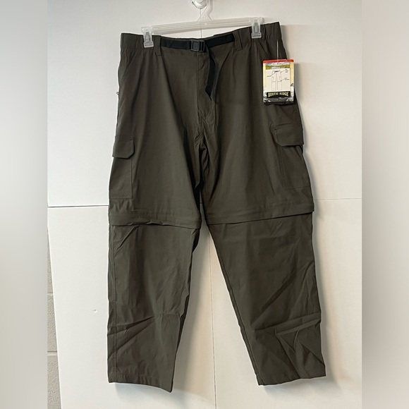 New Men’s Rustic Ridge Dark Iguana Green Convertible Zip-Off Hiking Cargo Pants - Picture 9 of 14